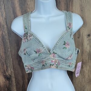 NWT Wild Fable Denim Crop Bustier Tank Top S